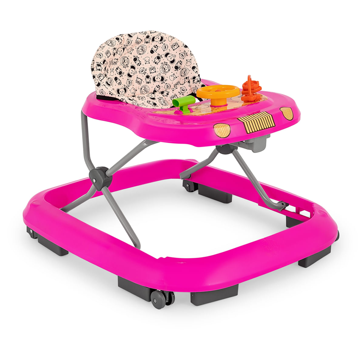 Andador De Bebê Infantil Musical Didático Tutti Baby Safari Com Altura Regulável Freio Antiqueda Até 12Kg Rosa