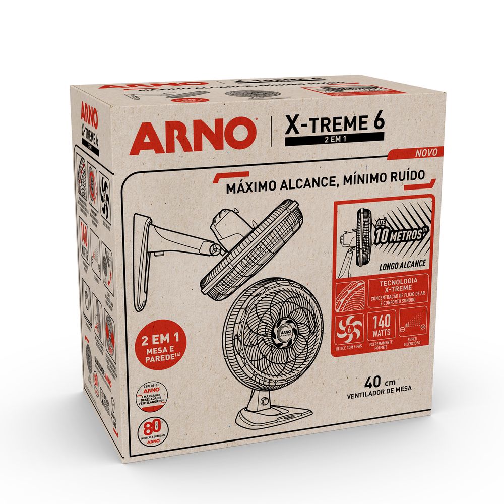 Ventilador de Mesa Arno 6 Pás X-TREME 6 VE60 - 40cm 220V