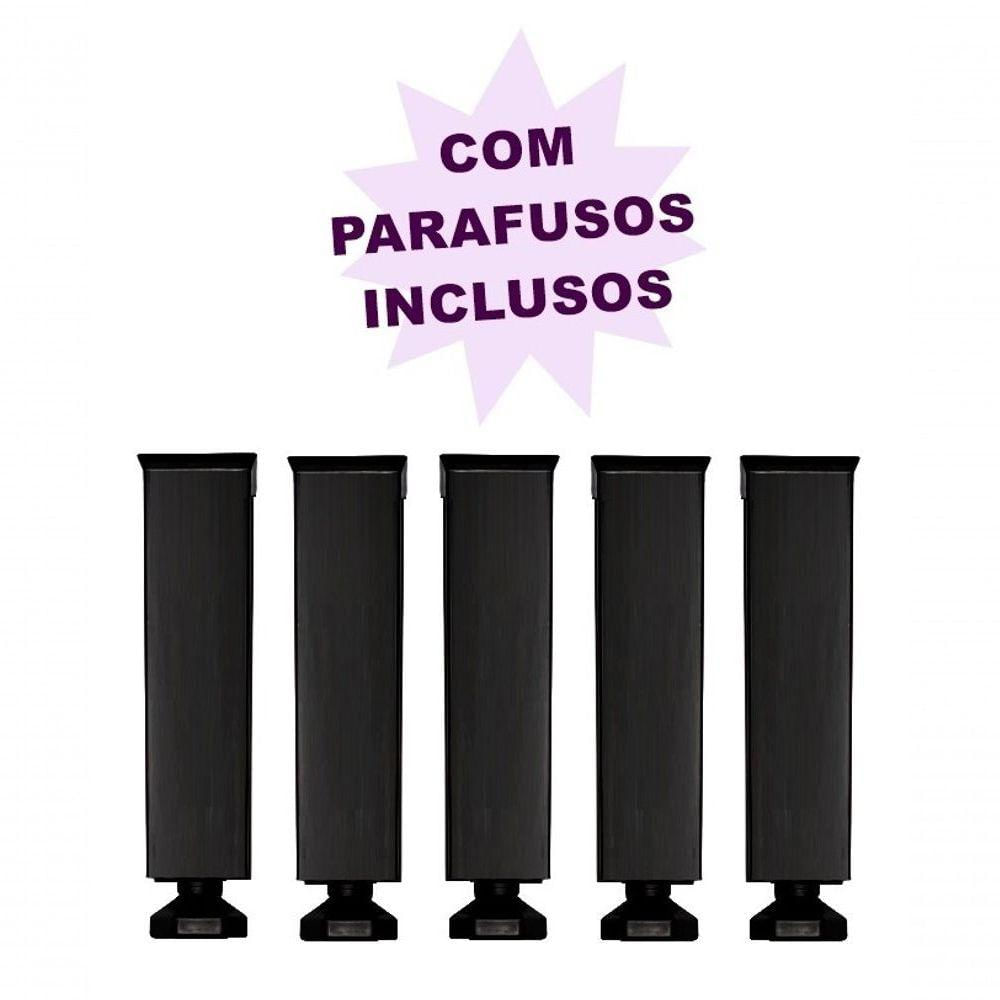 5 Pés De Cozinha Vap Preto C- Parafuso Regula 17 Cm Até 19cm Gabinete Armário Balcão