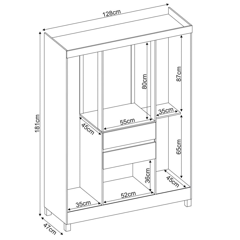 Guarda Roupa Casal Flex 6 Portas 2 Gavetas Ecom II D02 Branco/Rosa/Branco - Mpozenato