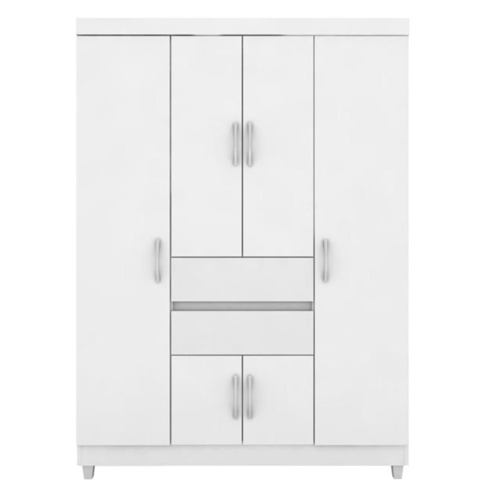 Guarda Roupa Casal Flex 6 Portas 2 Gavetas Ecom II D02 Branco/Rosa/Branco - Mpozenato