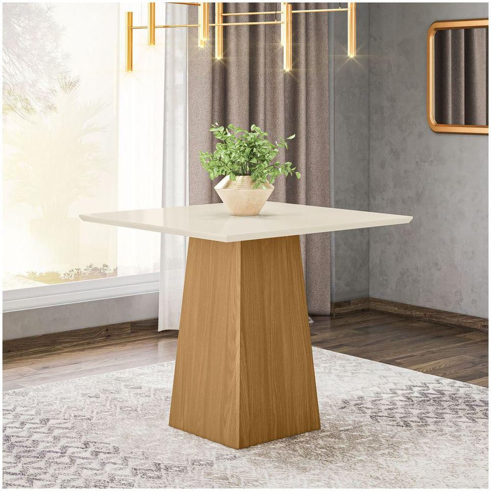 Mesa De Jantar Canto Reto 90cm Sarah Henn Nature Off White