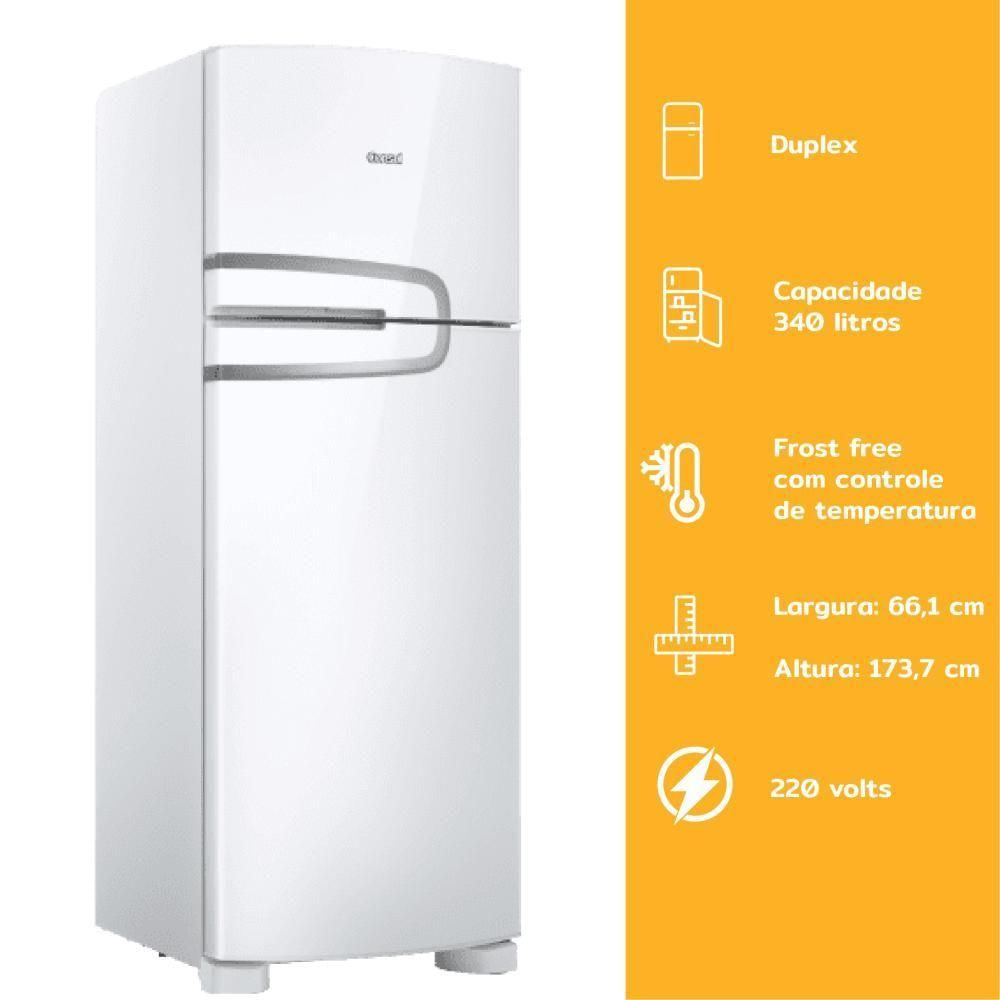 Geladeira Consul Frost Free Duplex 340 Litros Branca com Prateleiras Altura Flex CRM39AB 127V