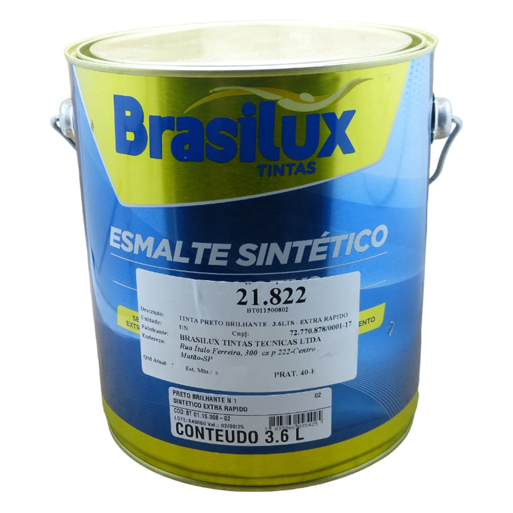 Tinta Preta Brasilux Brilhante 3.6L Extra Rápido