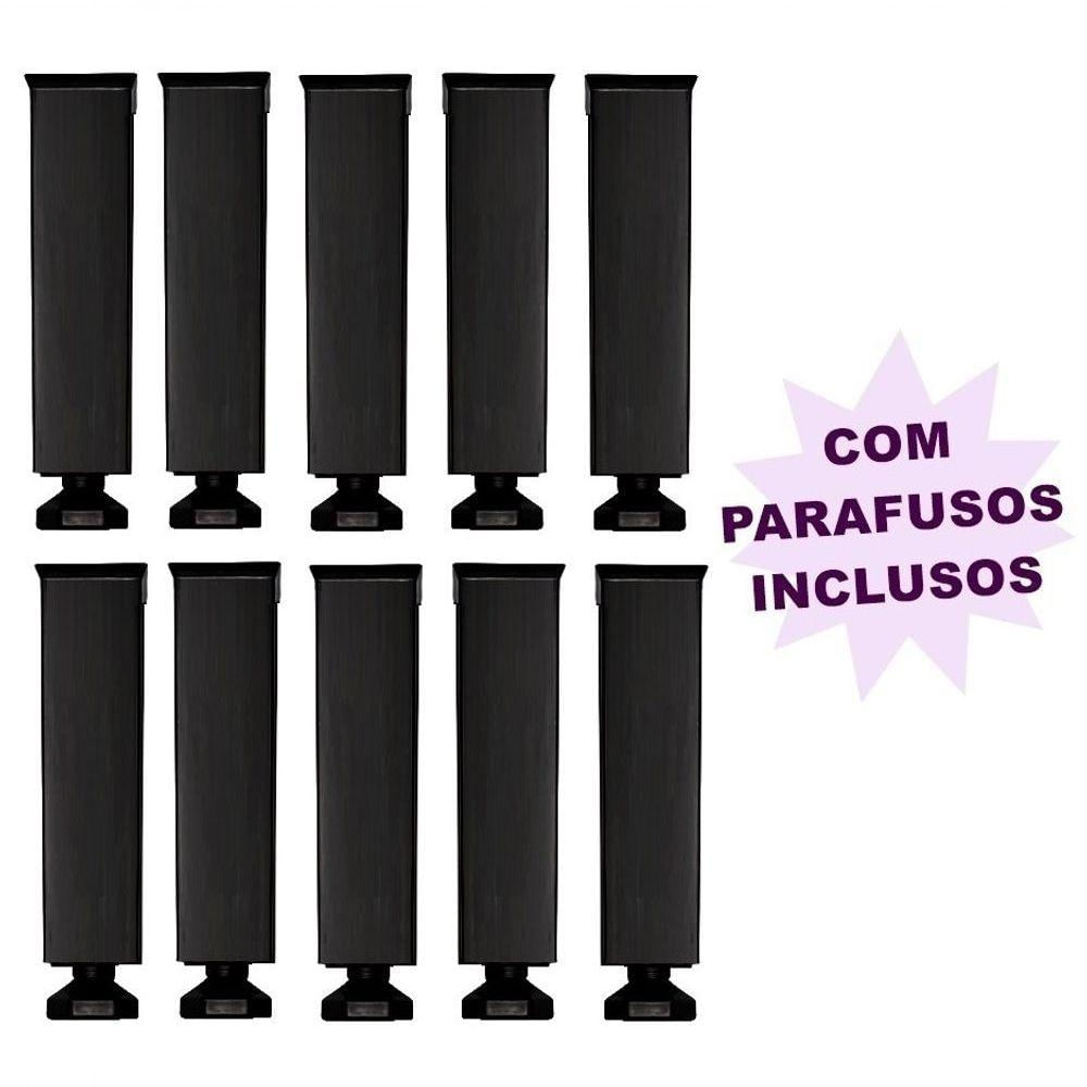 10 Pés Cozinha Vap Preto C- Parafusos Regula 17 Cm Até 19cm Gabinete Armário Balcão