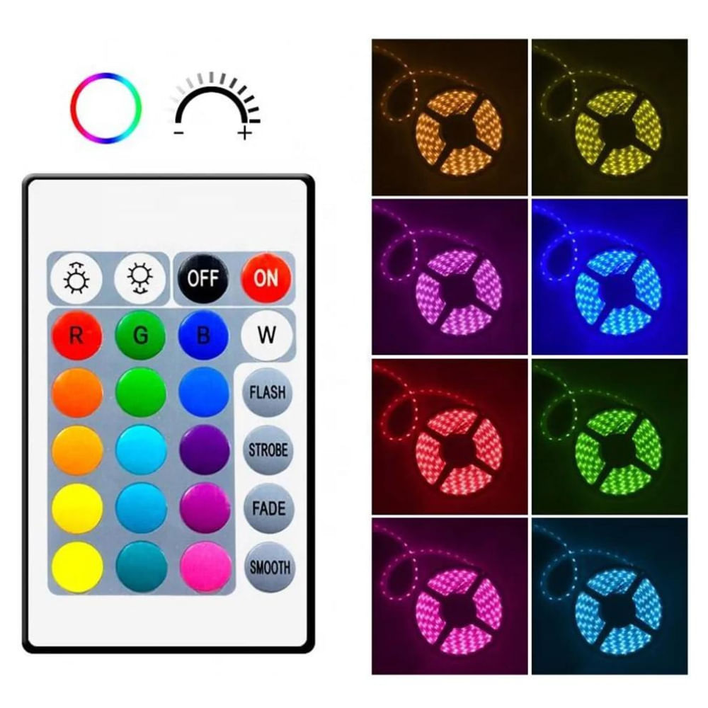 Fita Led 5050 RGB Color 5 metros Prova D'água C/ Controle