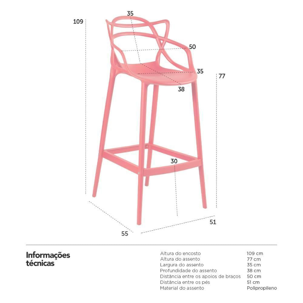 Banqueta Alta Masters Allegra 76 Cm Vermelho