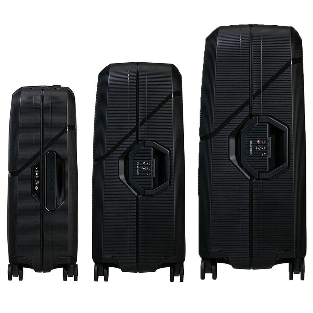 Conjunto De Malas Magnum Eco Samsonite Polipropileno Cadeado Tsa 4 Rodas Duplas Preto P-M-G