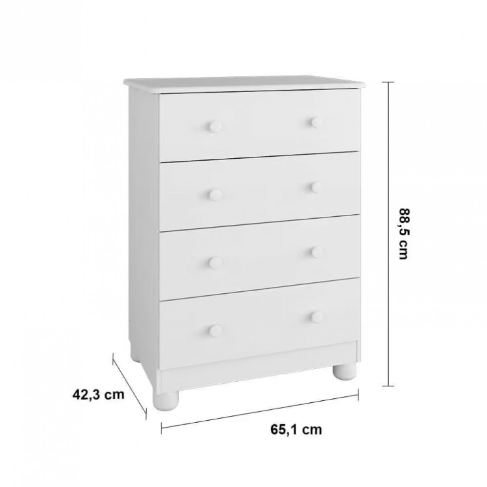 Berço Americano + Cômoda Infantil 4 Gavetas e 65,1cm de Largura + Guarda-Roupa Infantil Peroba Duda Plus 2 Portas, 3 Gavetas e 5 Prateleira Branco