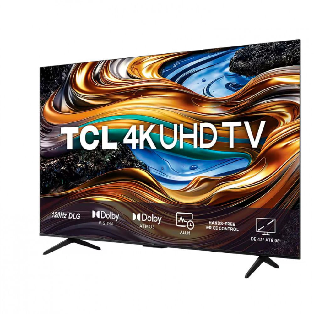 Smart TV 55 UHD 4K TCL P755 LED com Google TV, Dolby Vision e Atmos, HDR10+, Wi-Fi, Bluetooth, Google Assistente e Design sem Bordas Preto / Bivolt