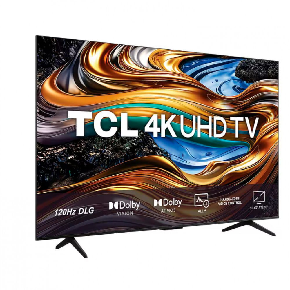 Smart TV 55 UHD 4K TCL P755 LED com Google TV, Dolby Vision e Atmos, HDR10+, Wi-Fi, Bluetooth, Google Assistente e Design sem Bordas Preto / Bivolt