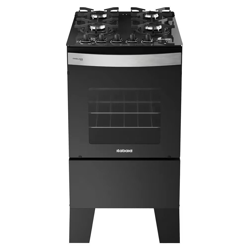 Fogão Itatiaia 4 Bocas Itaglass Plus com Mesa de Vidro e Acendimento Automático