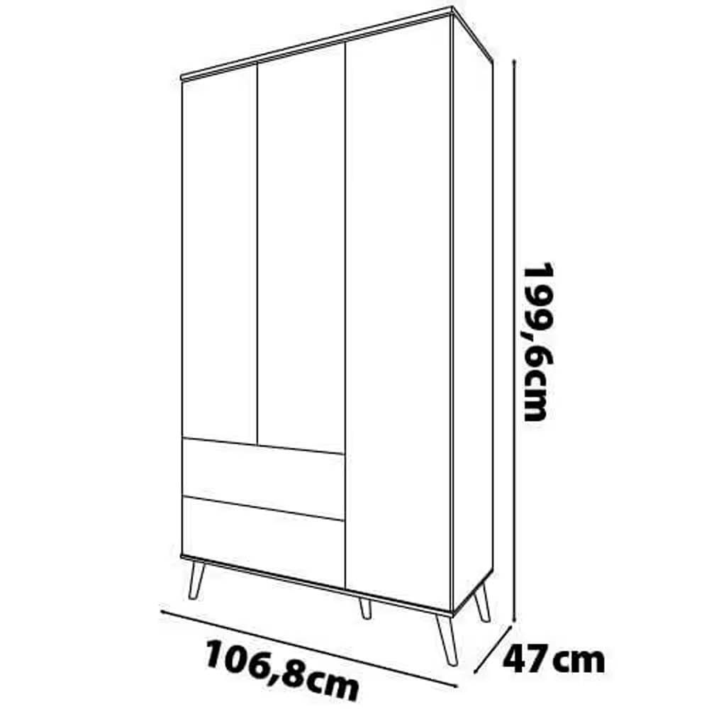 Guarda Roupa Infantil Ternura com 3 Portas, 2 Gavetas e 5 Nichos Bartira Azul Wood