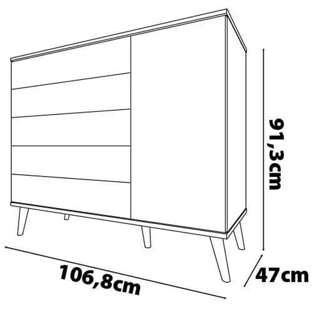 Guarda Roupa Infantil Ternura com 3 Portas, 2 Gavetas e 5 Nichos Bartira Rosa Wood