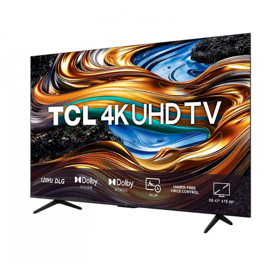 Smart TV 43 UHD 4K TCL P755 LED com Google TV, Dolby Vision e Atmos, HDR10+, Wi-Fi, Bluetooth, Google Assistente e Design sem Bordas Preto / Bivolt