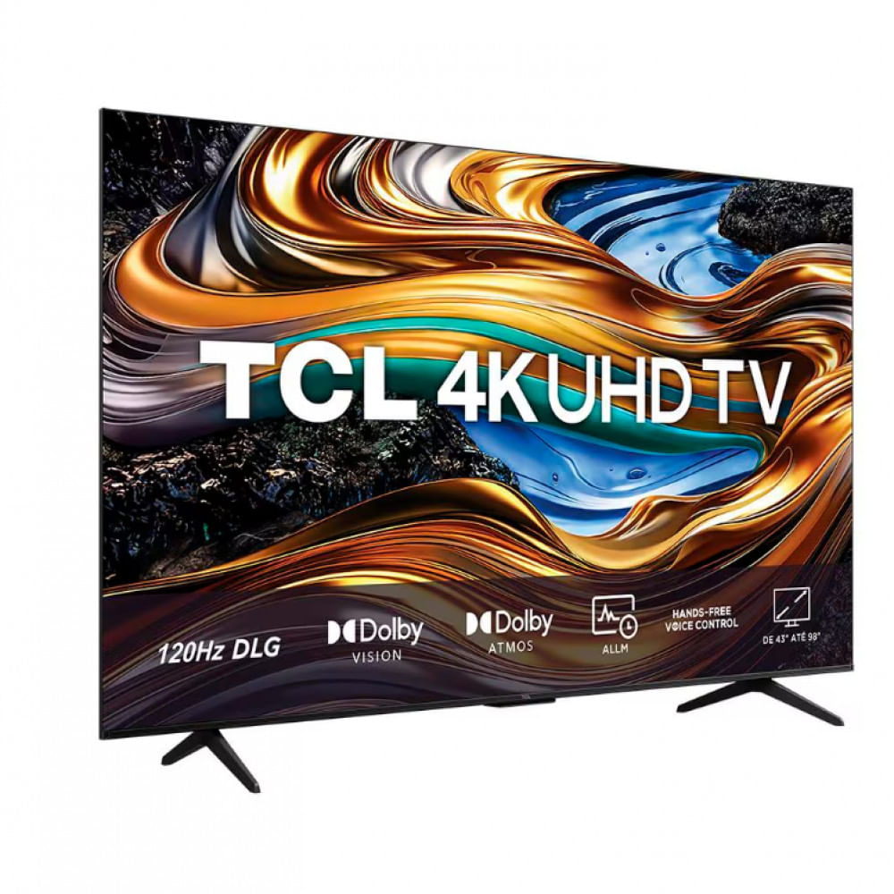 Smart TV 43 UHD 4K TCL P755 LED com Google TV, Dolby Vision e Atmos, HDR10+, Wi-Fi, Bluetooth, Google Assistente e Design sem Bordas Preto / Bivolt