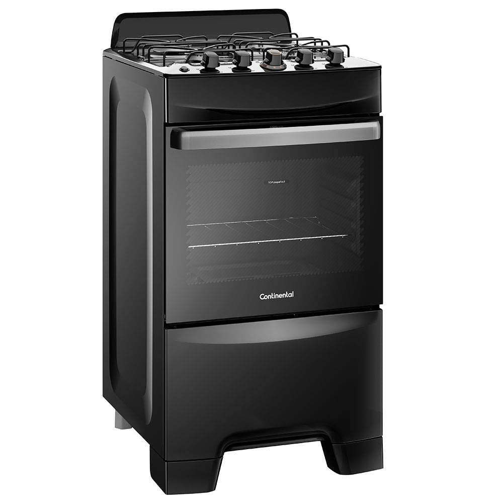 Fogão 4 Bocas FC4LP com Mesa de Inox, Tecnologia Top Limpa Fácil e Acendimento Automático Continental