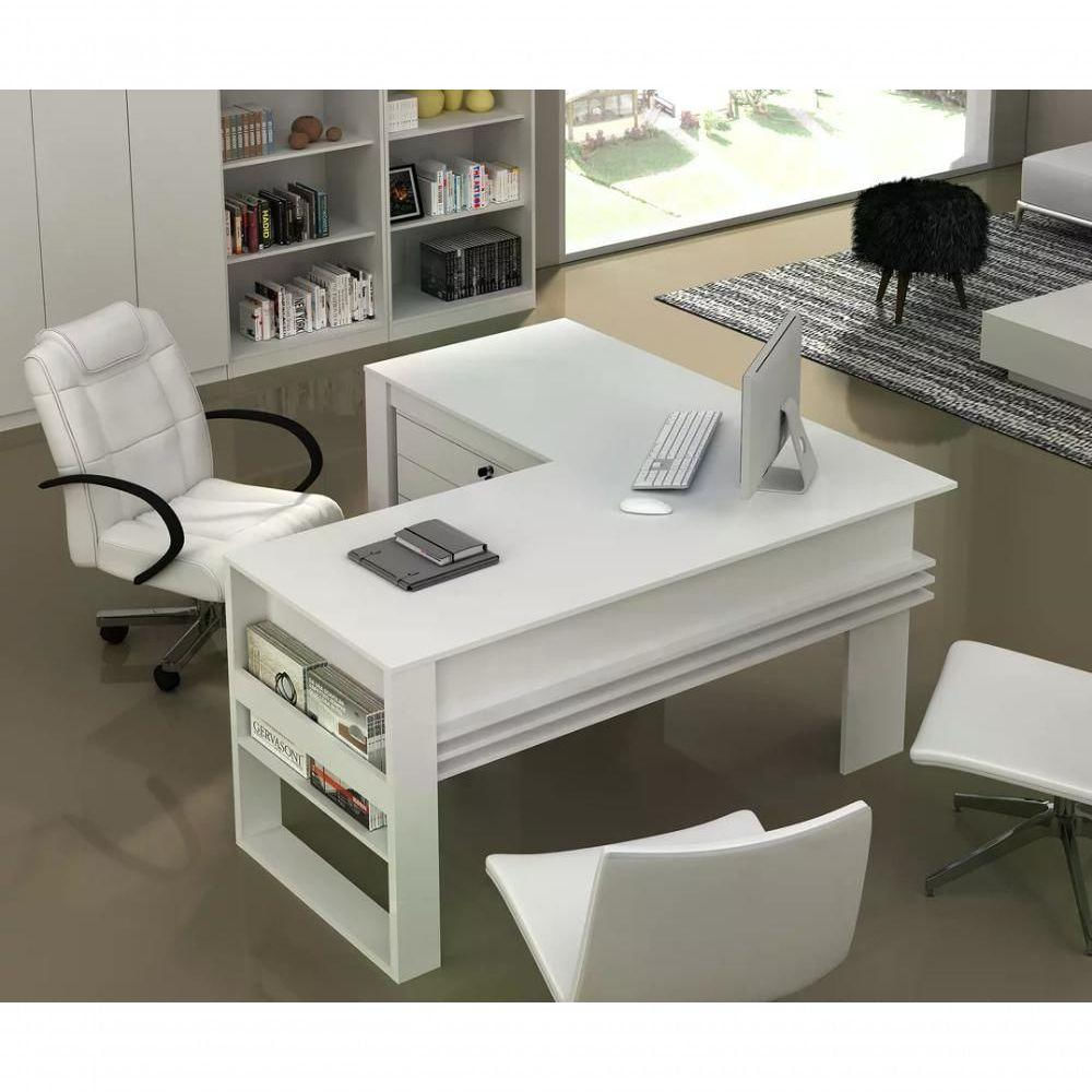 Mesa Escrivaninha Angular Para Escritorio Me4145 Branco