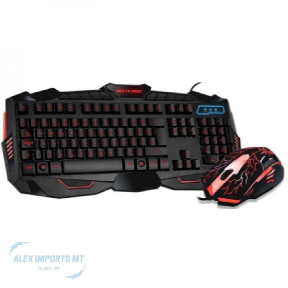 Kit Teclado E Mouse Usb Gamer Multilaser Com Leds Em 3 Cores