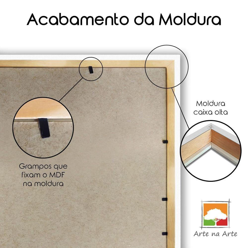 Quadro Premium Textura Cxalta Folhas Ouro Em Bege4 3Un 40X60 Titulo Moldura Madeira