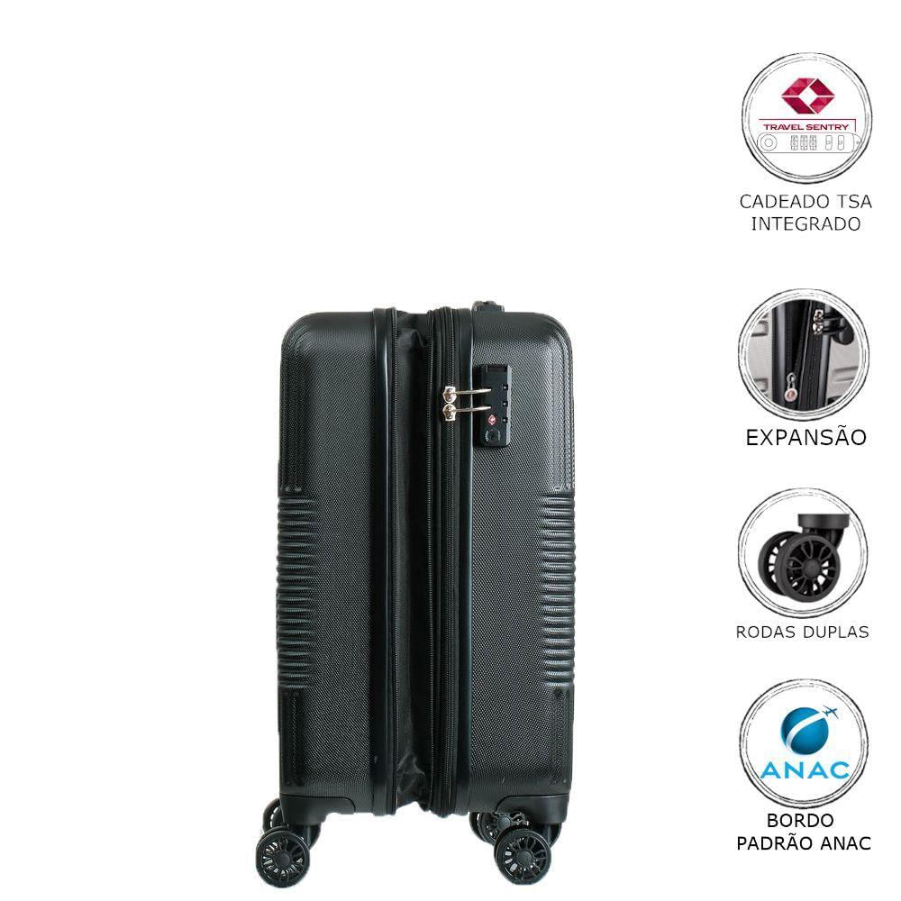 Mala De Bordo Abs Expansível American Tourister By Samsonite Cuiabá Cadeado Tsa Preto P