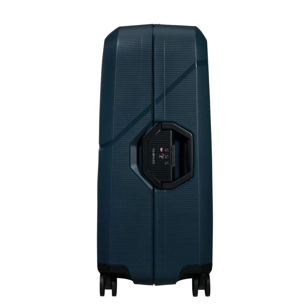 Mala Média Magnum Eco Samsonite Polipropileno Cadeado Tsa 4 Rodas Duplas Giro 360 Azul Marinho M