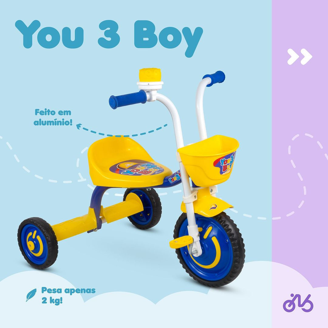 Triciclo Infantil Menino Velotrol Motoquinha Com Pedal Motoca Bebê Nathor You Boy Azul