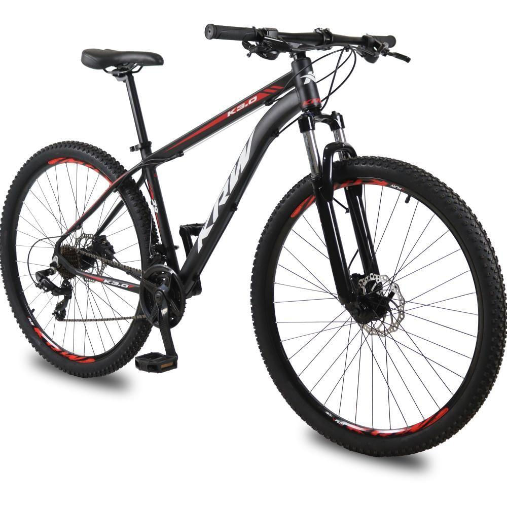 Bicicleta Aro 29 Krw Alumínio 24 Vel Freio A Disco X52 Cor:preto/vermelho;tamanho Quadro:17 Preto/vermelho