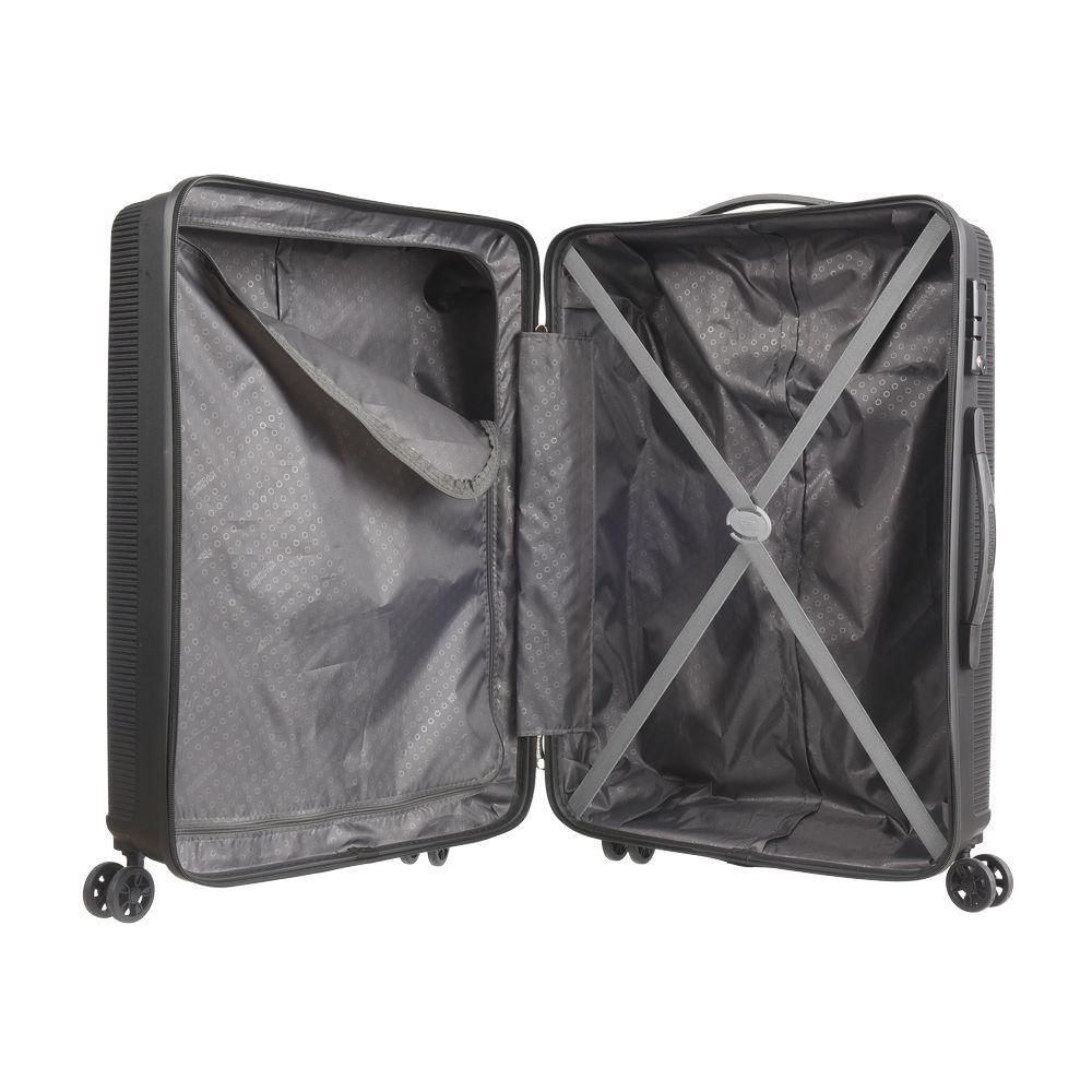 Mala Grande Polipropileno American Tourister Camboriu Cadeado TSA Rodas 360º Preto G