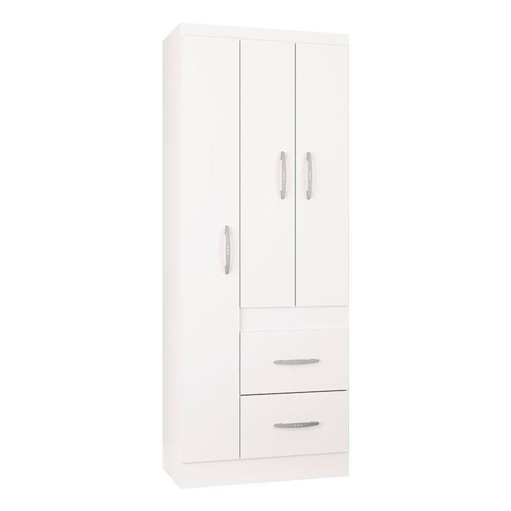 Guarda Roupa Solteiro Milão 3 Portas Branco Brilho - Poquema