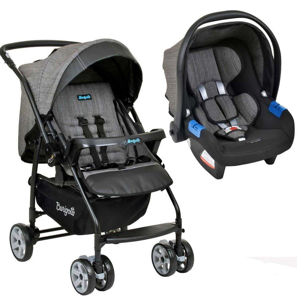 Travel System Burigotto Carrinho de Bebê com Bebê Conforto Rio K + Touring Preto Mescla