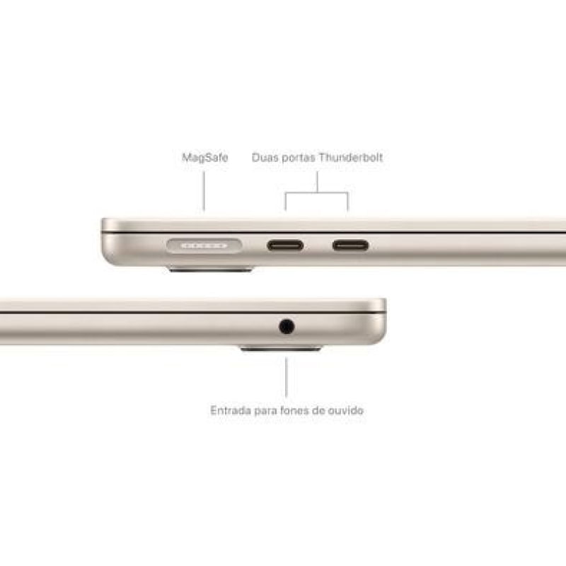 MacBook Air Apple 13", M3, CPU de 8 Núcleos, GPU de 8 Núcleos, 8GB RAM, SSD 256GB, Estelar