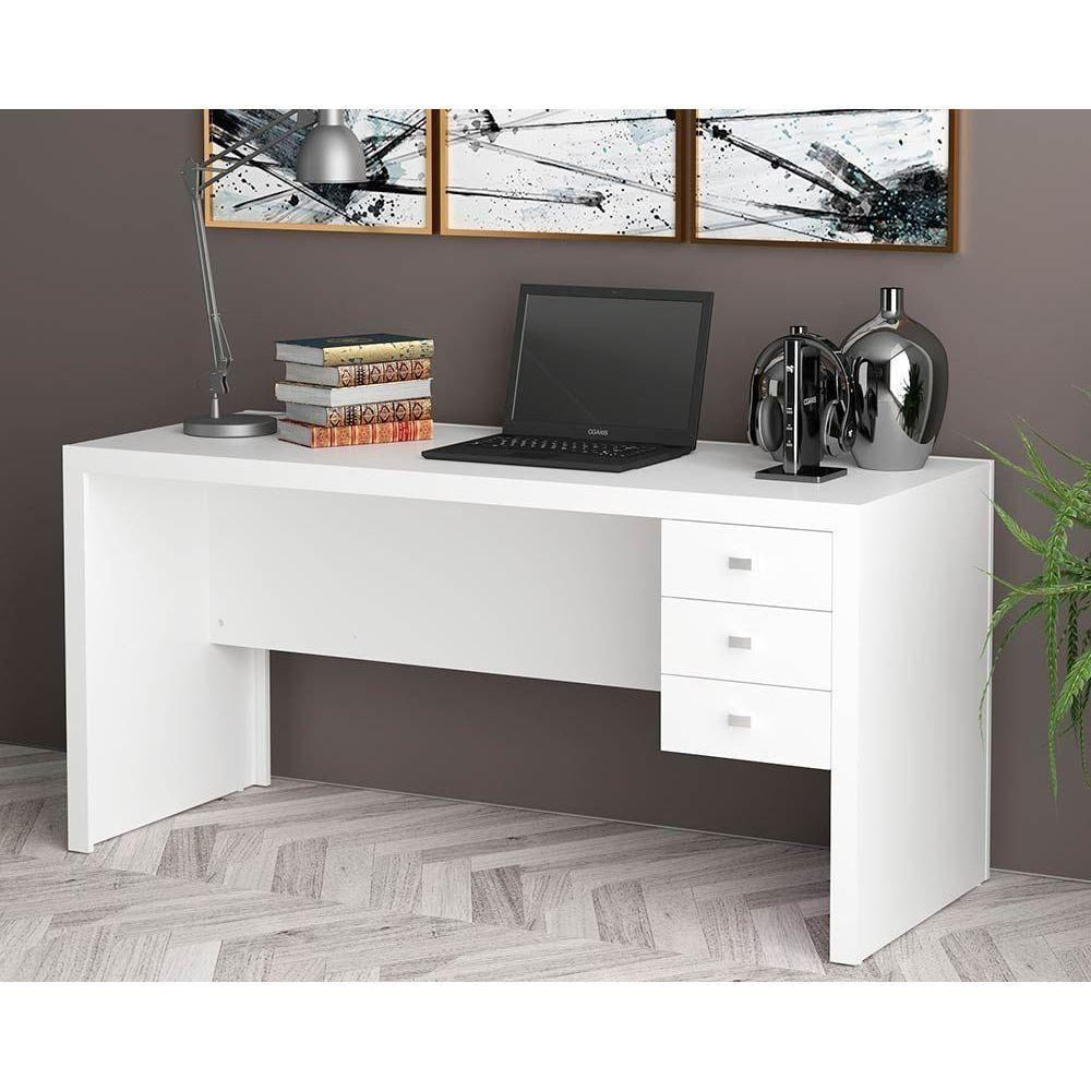 Mesa De Computador Me4113 C/ 3 Gavetas Branco - Tecno Mobili