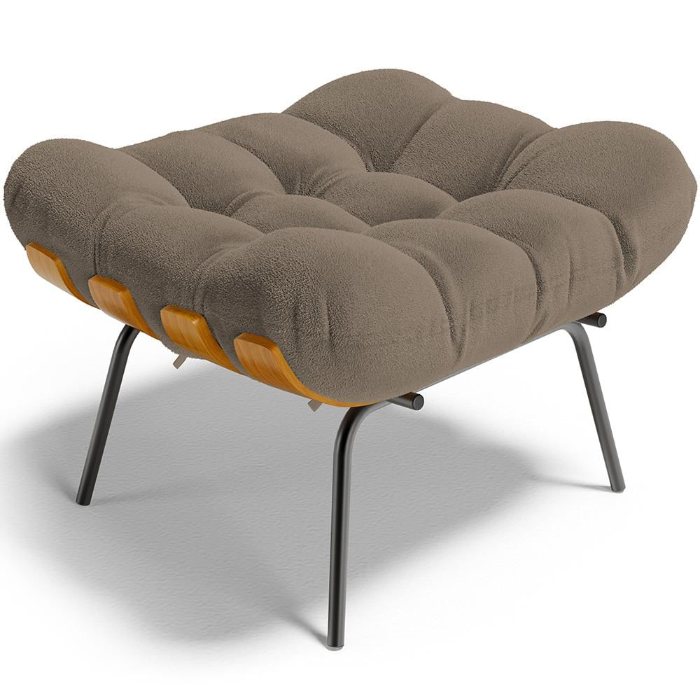 Puff Decorativo Sala de Estar Costela L02 Bouclê Bege - Lyam Decor