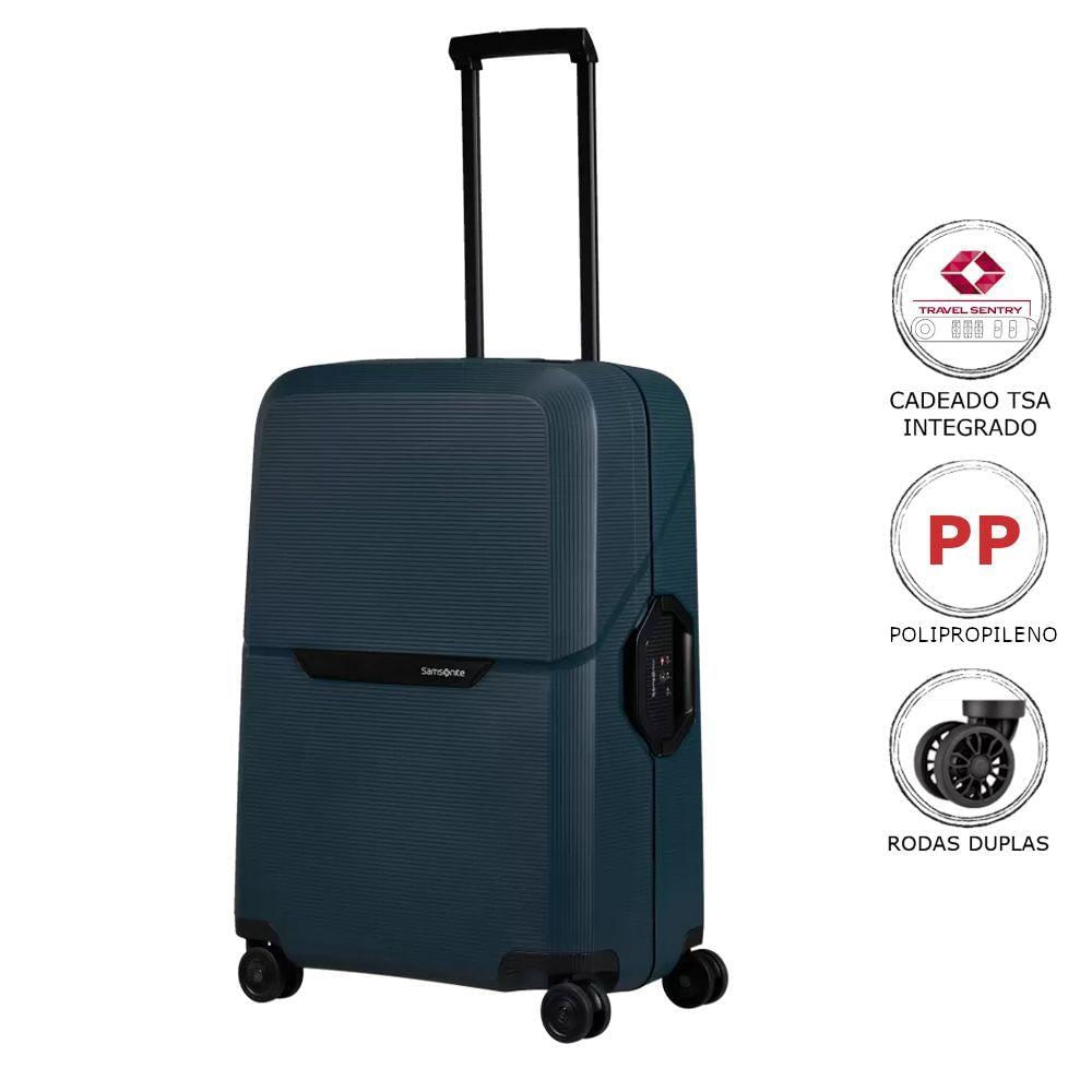 Mala Grande Magnum Eco Samsonite Polipropileno Cadeado Tsa 4 Rodas Duplas Giro 360 Azul MarinhoG