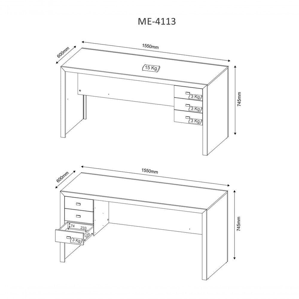 Escrivaninha Para Escritorio Me4113 Amendoa Amendoa