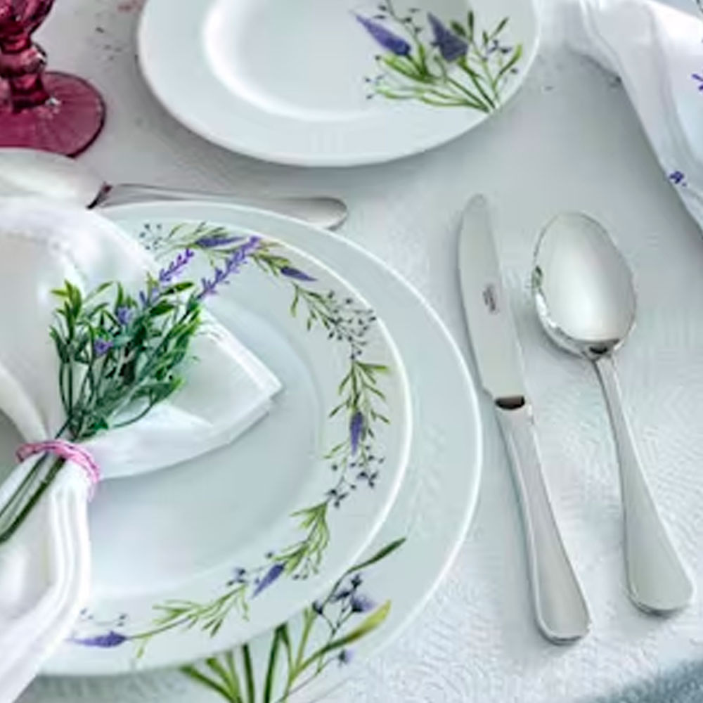 Aparelho de Jantar 20 peças Tramontina Lilla em Porcelana Decorada Lilás com Branco