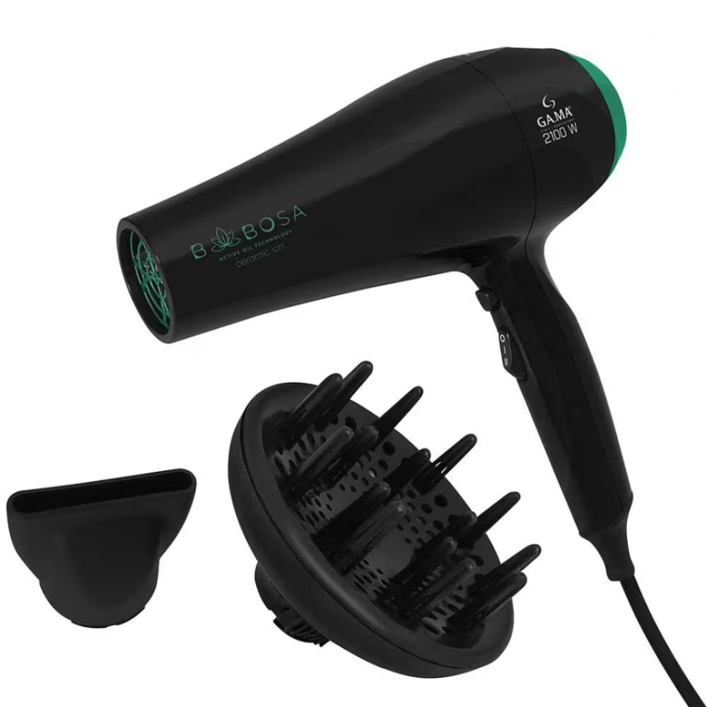 Secador de Cabelos GA.MA Italy Babosa Ceramic Íon Motor AC Profissional 2100W Preto / 110V