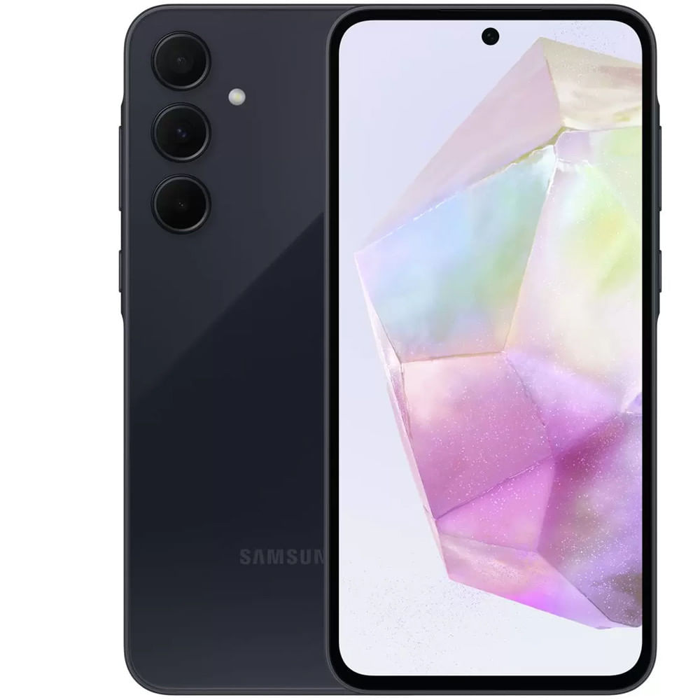 Smartphone Samsung Galaxy A35 5G 128GB 6GB de RAM Câmera Tripla Traseira de até 50MP Selfie de 13MP Tela super AMOLED de 6,6 Azul Escuro