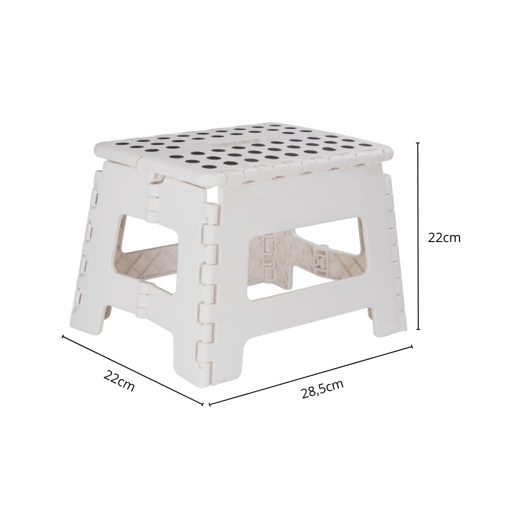 Banqueta Dobrável Banco De Plástico Multiuso 22cm Banquinho Para Camping Pesca Portátil Branco