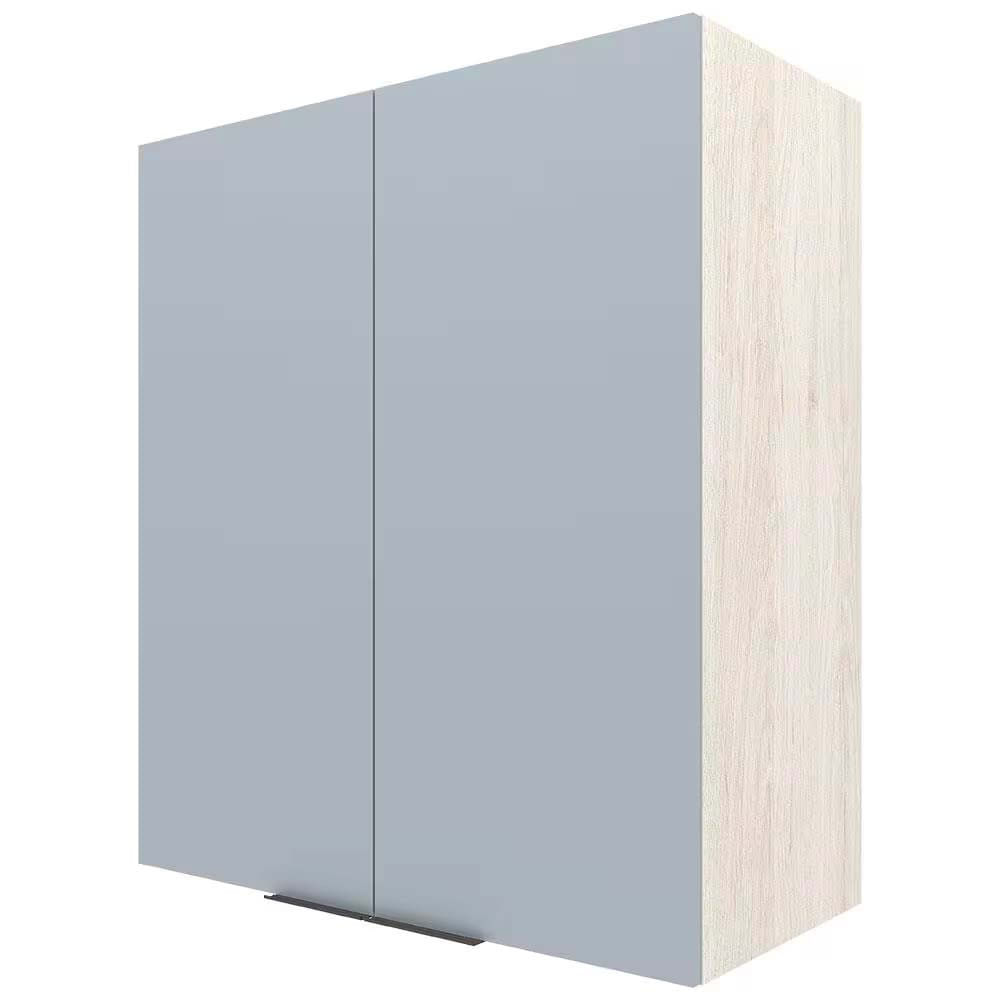 Armário Aéreo Bartira Cristal MDP 15mm com 2 Portas e 2 Prateleiras - 80cm de largura Freixo/Azul Wood