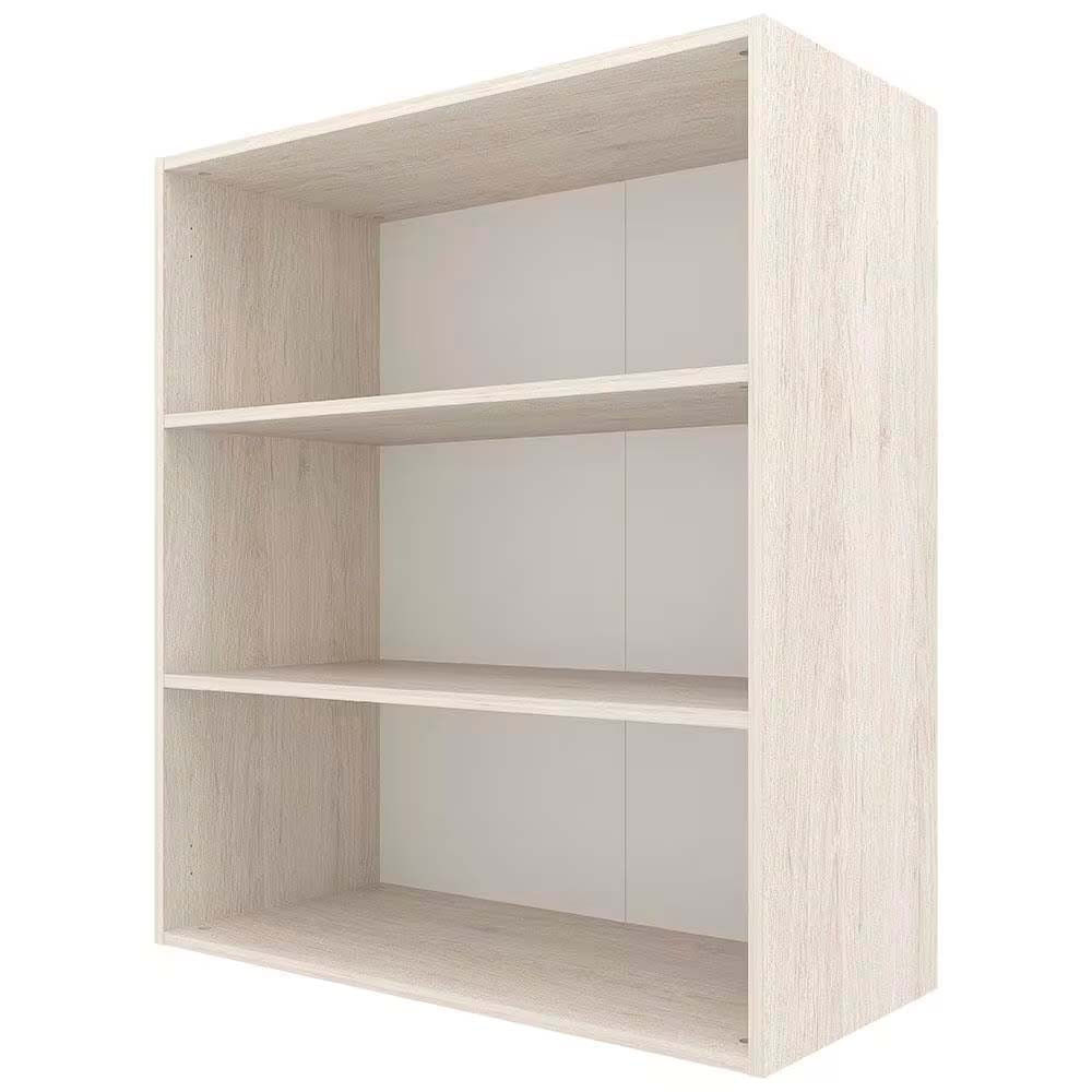 Armário Aéreo Bartira Cristal MDP 15mm com 2 Portas e 2 Prateleiras - 80cm de largura Freixo/Azul Wood
