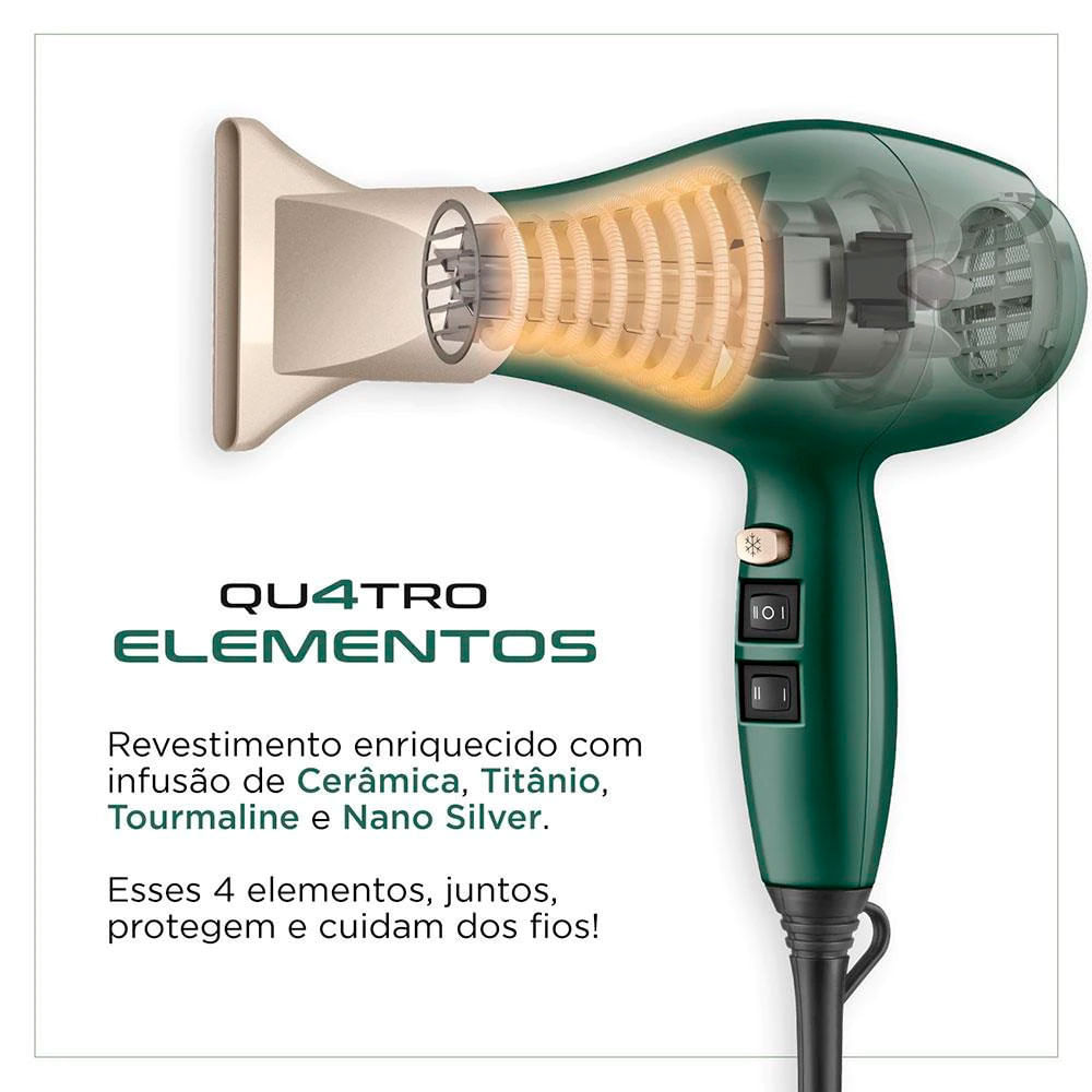 Secador de Cabelos Mondial SCP-JU-02 com Titânio Tourmaline e Nano Silver 2000W Verde / 110V