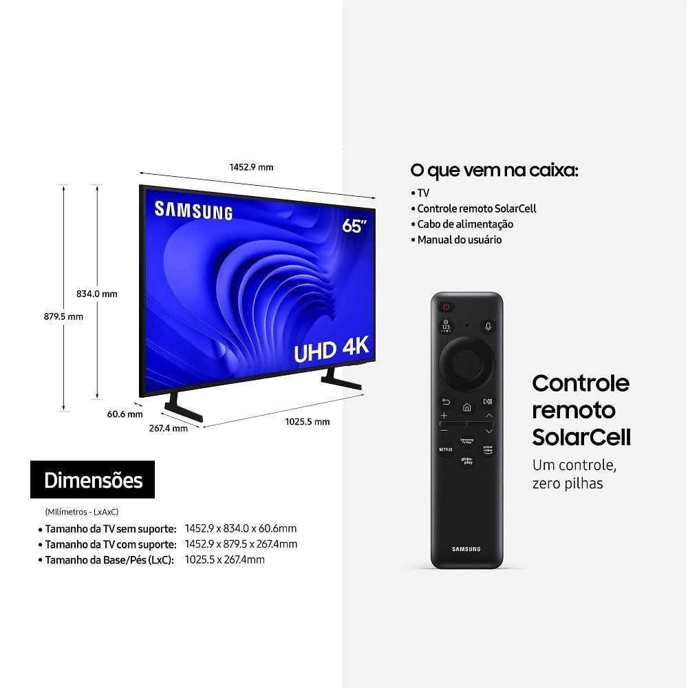 Smart TV Samsung 65" Crystal Uhd 4K UN65DU7700 Gaming Hub, Ai Energy