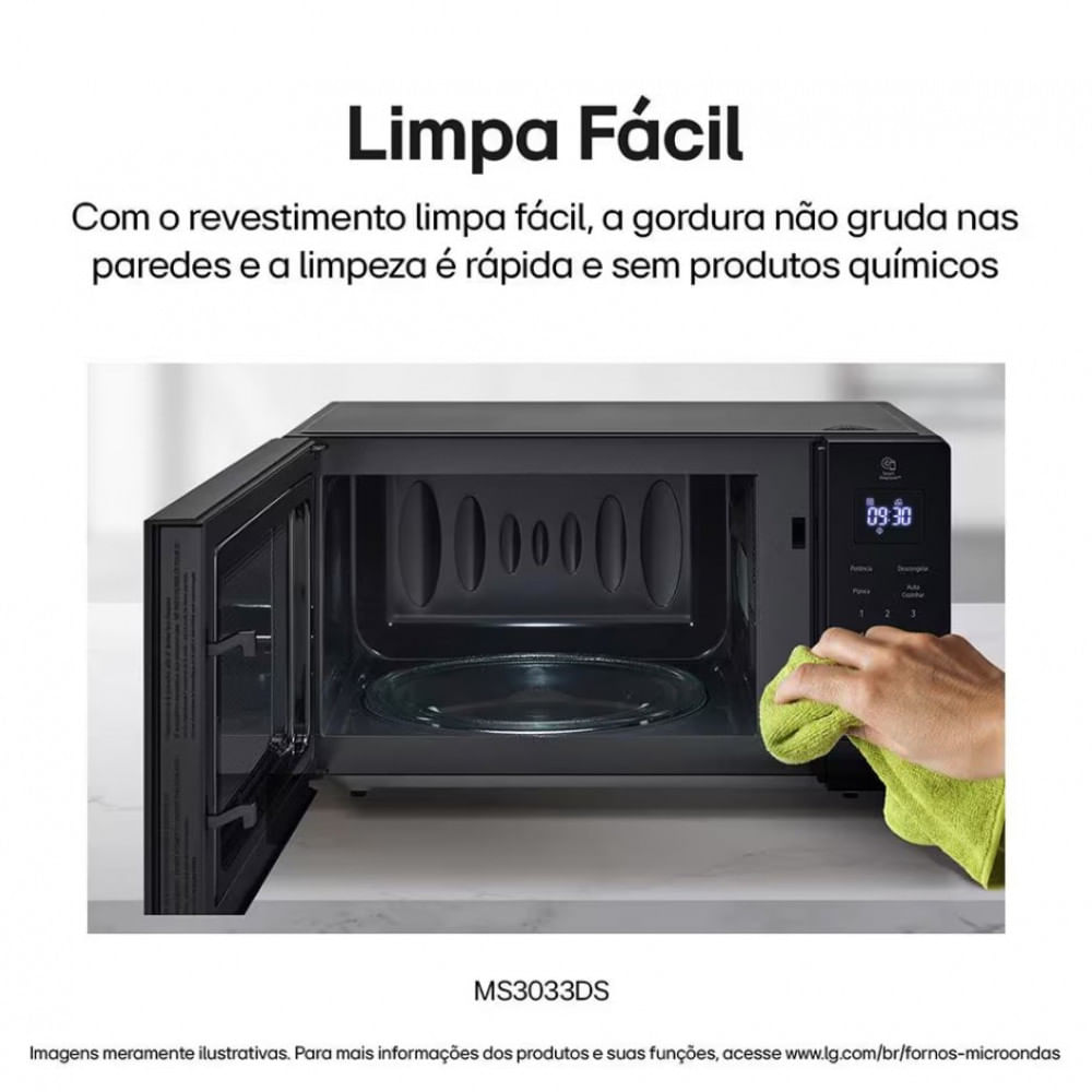 Forno de Micro-Ondas LG NeoChef MS3033D com Função limpa fácil e Receitas Pré-programadas - 30 litros Preto / 110V