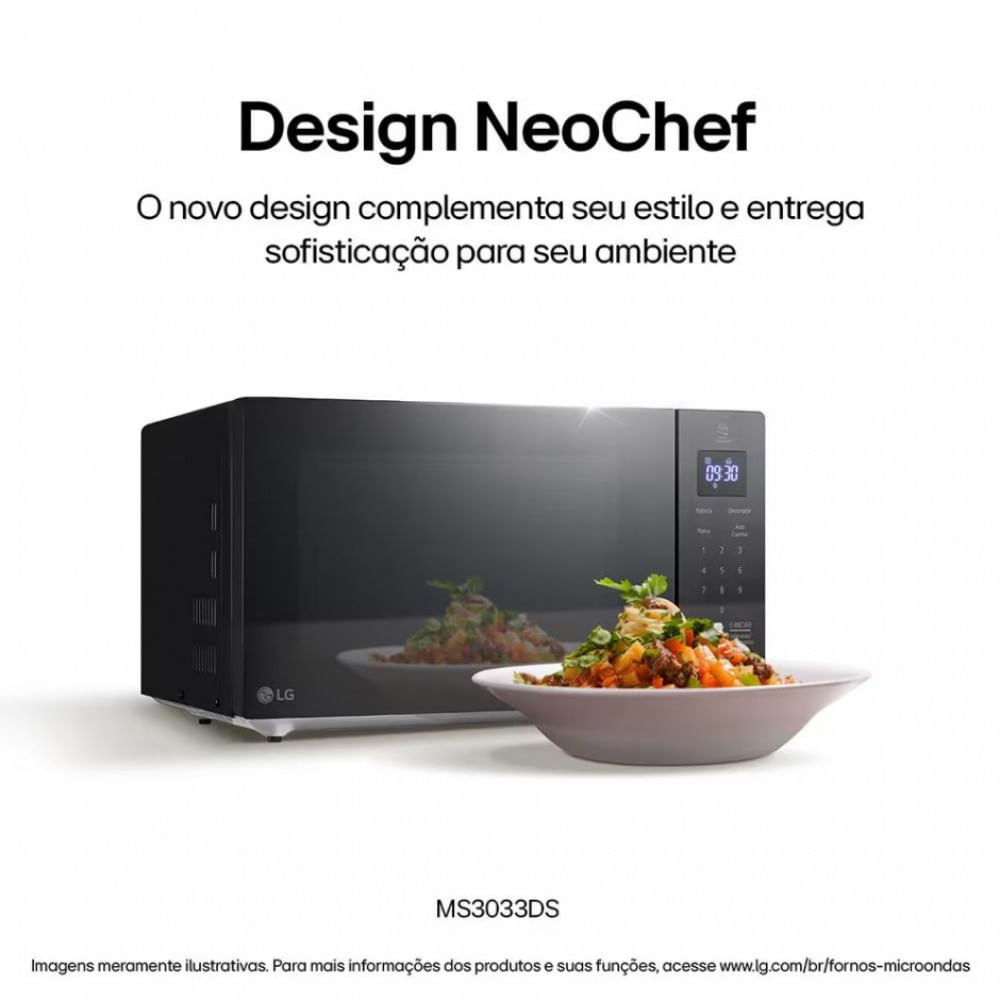 Forno de Micro-Ondas LG NeoChef MS3033D com Função limpa fácil e Receitas Pré-programadas - 30 litros Preto / 110V