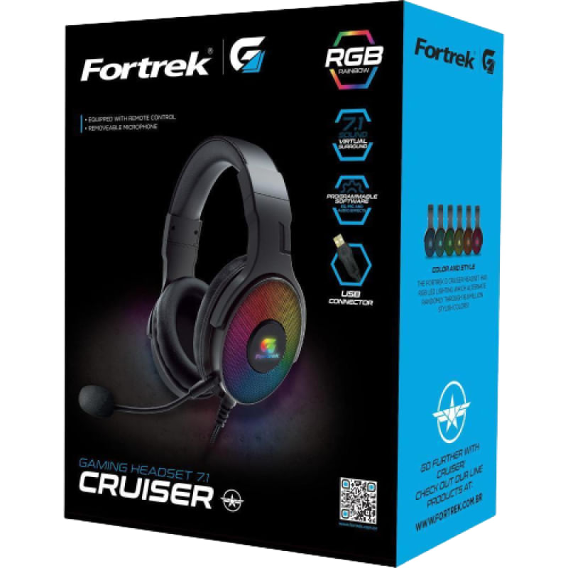 Headset Gamer Fortrek G Cruiser RGB, 7.1 Preto - 70531