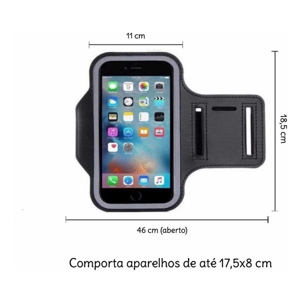 Braçadeira Suporte Porta Celular Para Corrida Academia Exercício Único / Preto