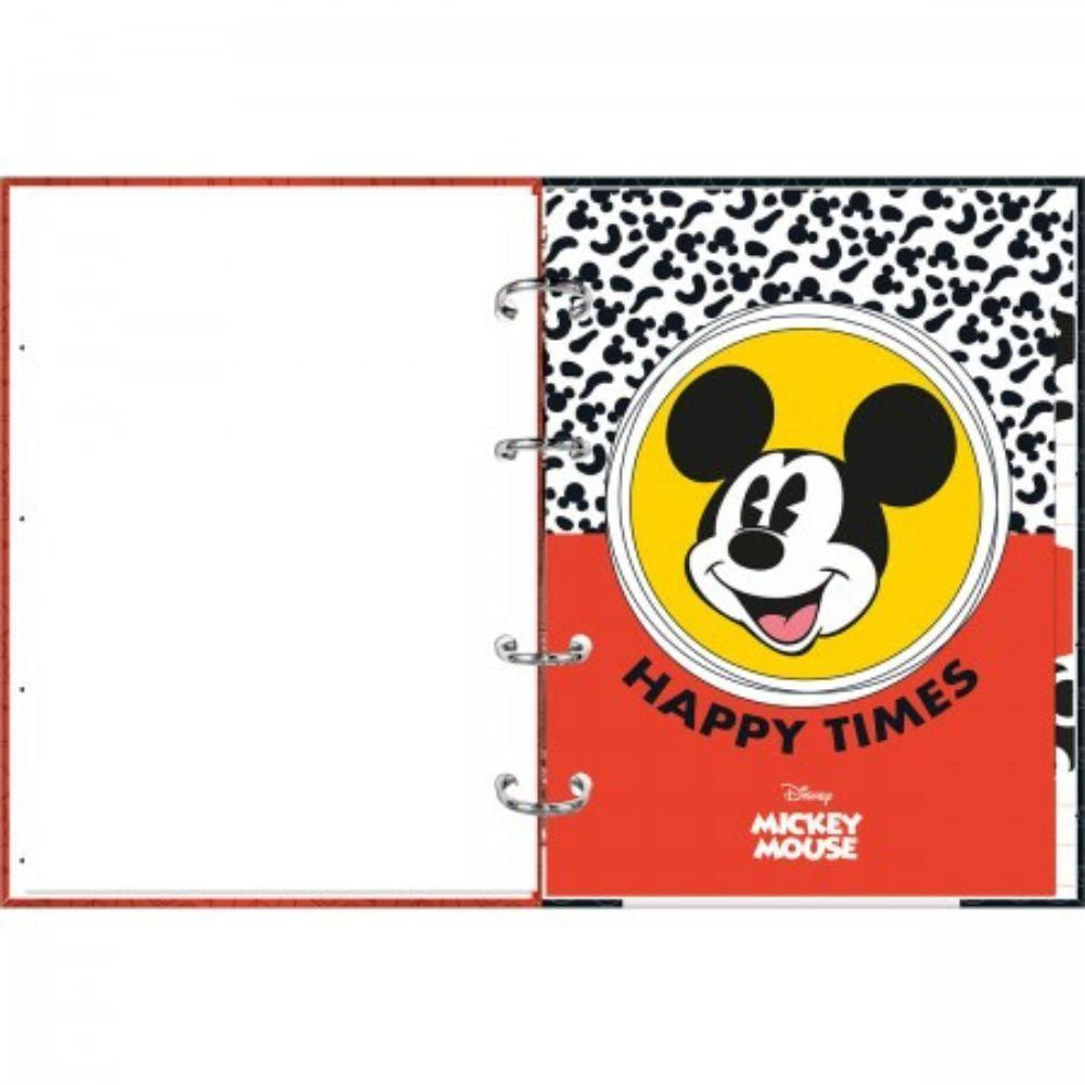 Caderno Argolado Colegial Sem Lombo Mickey Mouse 120 Folhas Foroni