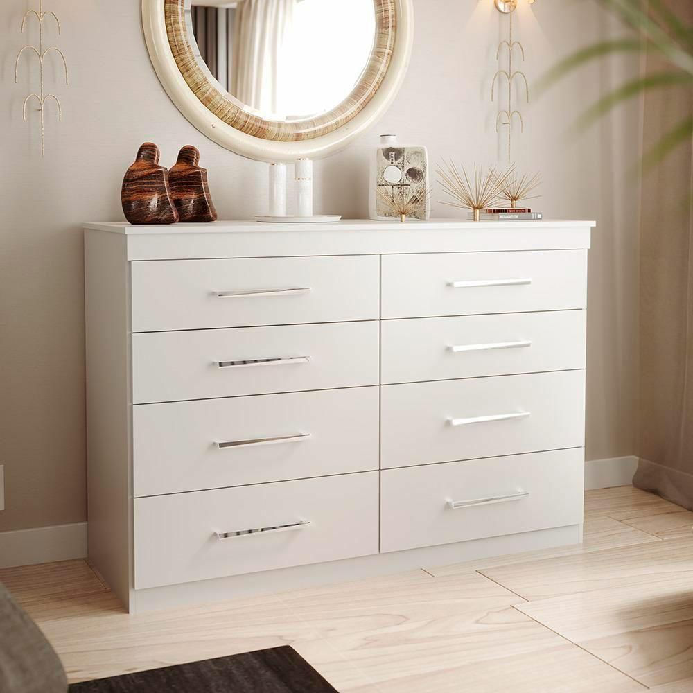 Cômoda Para Quarto Com 8 Gavetas Branco